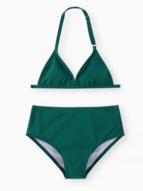 PatPat Girls Bikinis Dark Green Halter Neck Swimsuit size 8-9 years